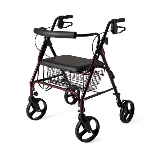 Medline Bariatric Steel Rollator, Burgundy with 8" (20 cm) Wheels MDS86800X WS - Save On Medical