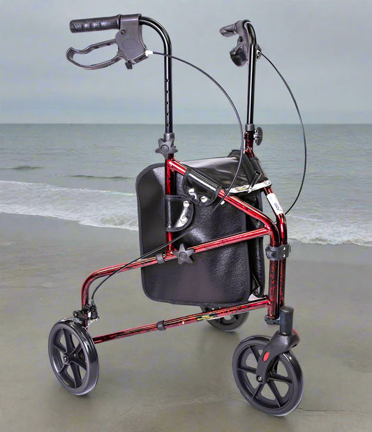 3 Wheel Aluminum Rollator Red: MH3RLRE