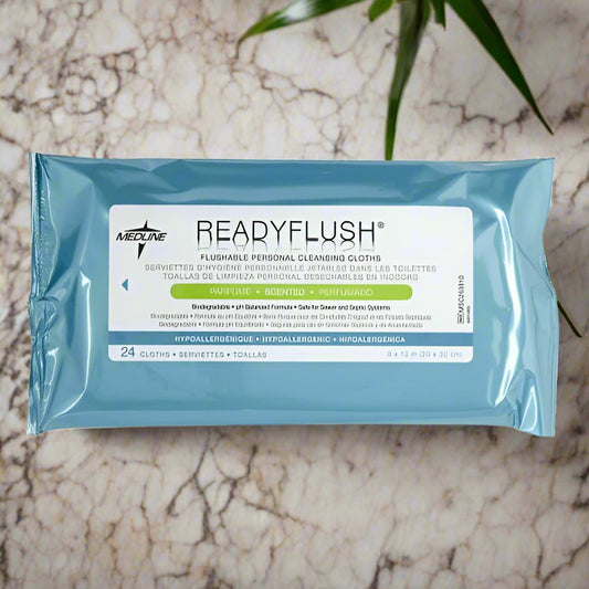 ReadyFlush Wet Wipe, Biodegradable and Flushable, Scented, 9" x 13" (23 x 33 cm) MSC263810 - Save On Medical